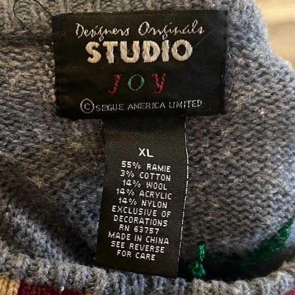 VTG Designer Originals Studio Joy Holiday Snowman Sweater XL Rustic Country Xmas - Picture 5 of 6